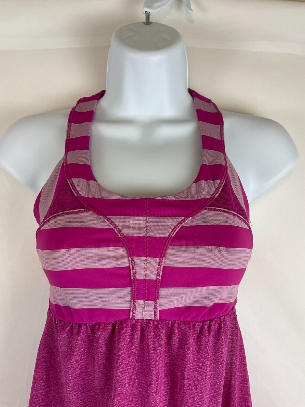 Lululemon 2-In-Run Tank 6 Heathered Raspberry Micro Macro Stripe Racerback - Picture 3 of 10